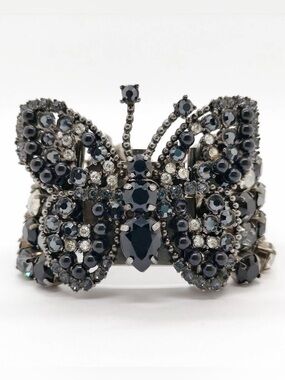 Miu Miu Crystal Statement Butterfly Gunmetal
Tone Multi Strand Bracelet